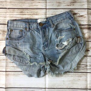 One Teaspoon Denim Distressed Short Shorts